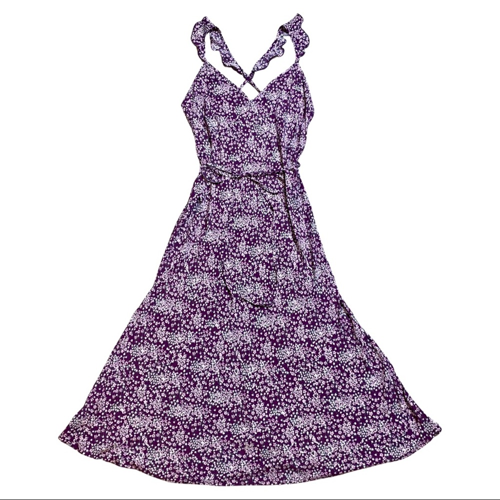 Auguste The Label Floral Ruffle Spaghetti Crossover Strap Maxi Dress